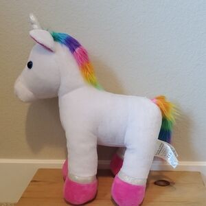 Build-A-Bear White Unicorn with Rainbow Mane and Pink Hooves